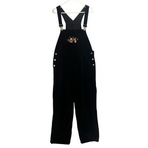 Vintage Disney Women Overalls Black Velvet Winnie The Pooh & Friends Size XL